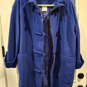 VTG Henry White Ireland Blue coat toggle/Zip Wool Cashmere Blend Women's Medium